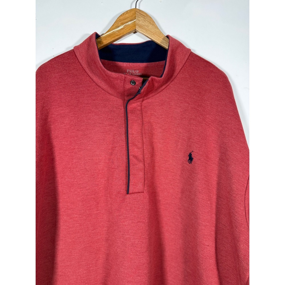 Polo Ralph Lauren Mens 4XB Red Snap Mock Neck Pullover Sweatshirt Big & Tall